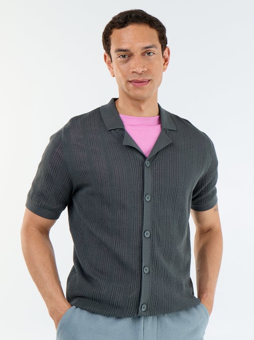 Camisa de tecido perfurado de manga curta - Kiabi