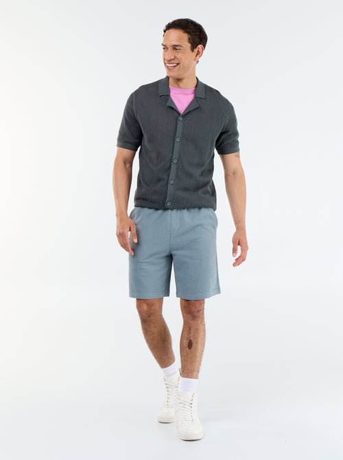 Camisa de tecido perfurado de manga curta - Kiabi