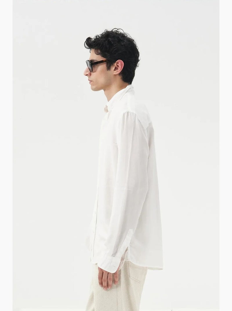 Camisa de tencel lisa com botões giesto Branco - Kiabi