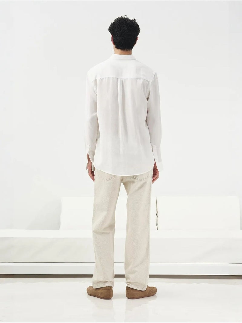 Camisa de tencel lisa com botões giesto Branco - Kiabi