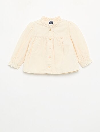 Camisa de veludo com punhos bordados