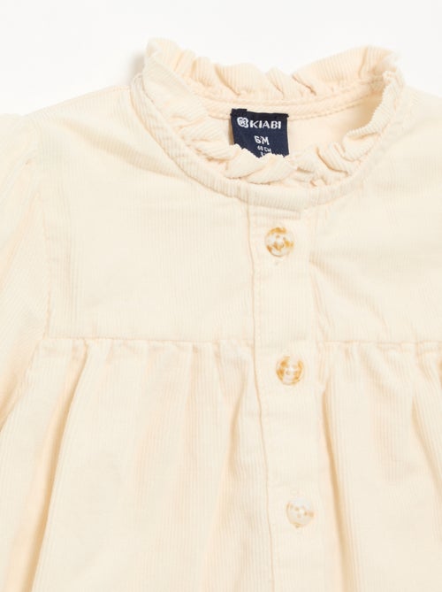 Camisa de veludo com punhos bordados - Kiabi