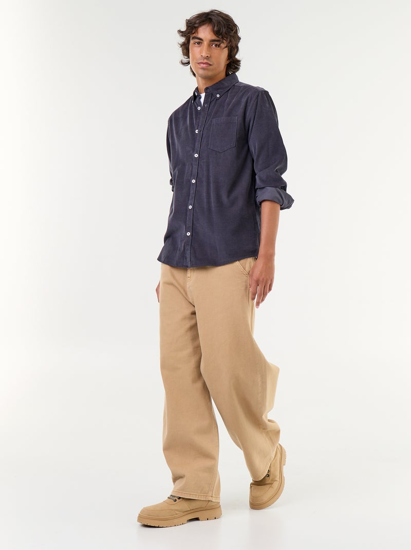Camisa de veludo cotelê Azul - Kiabi