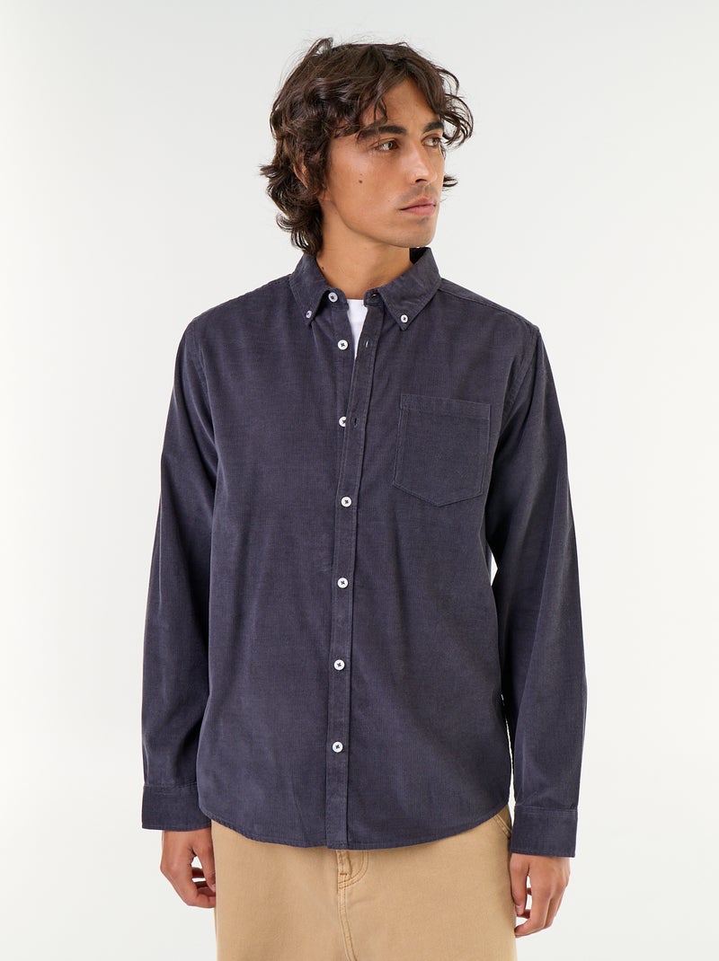 Camisa de veludo cotelê Azul - Kiabi
