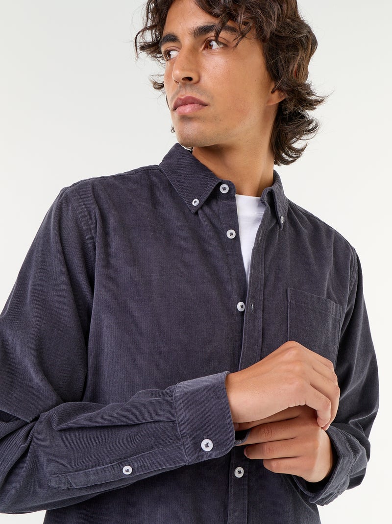 Camisa de veludo cotelê Azul - Kiabi