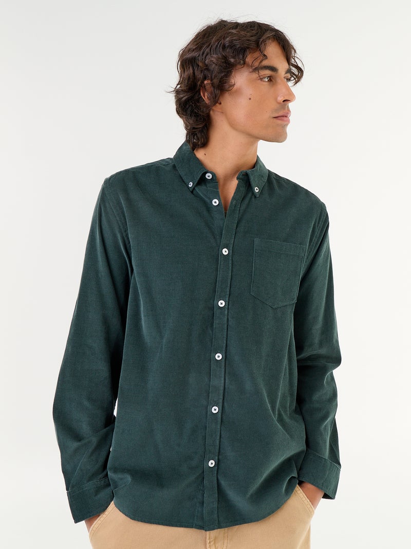 Camisa de veludo cotelê Verde - Kiabi