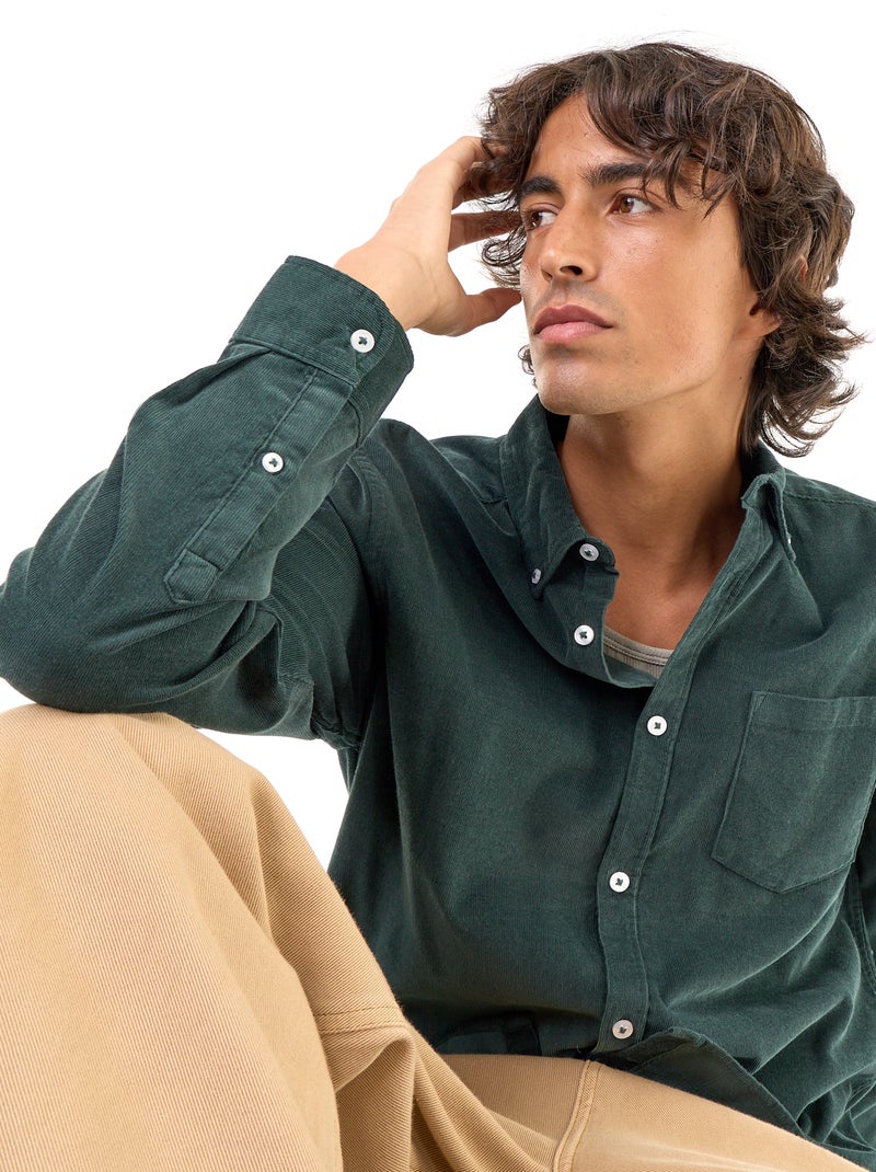 Camisa de veludo cotelê Verde - Kiabi