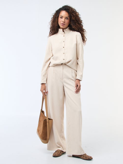 Camisa de veludo lisa - Kiabi