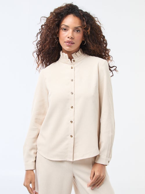 Camisa de veludo lisa - Kiabi