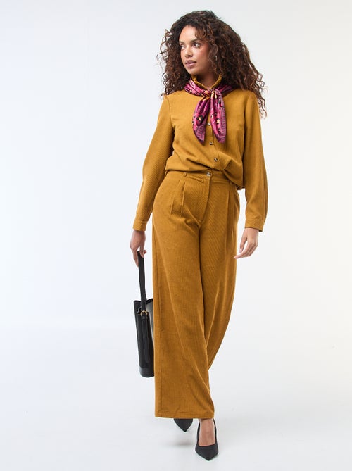 Camisa de veludo lisa - Kiabi