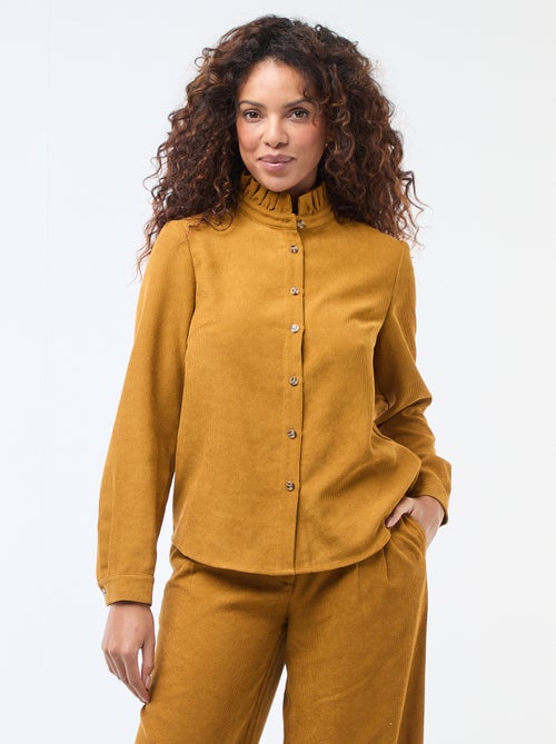 Camisa de veludo lisa - Kiabi