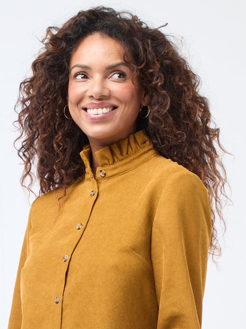 Camisa de veludo lisa - Kiabi