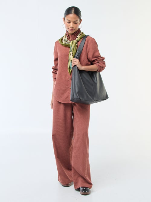 Camisa de veludo lisa - Kiabi