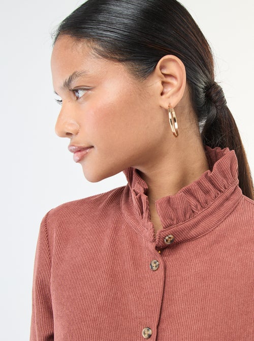 Camisa de veludo lisa - Kiabi