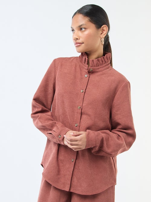 Camisa de veludo lisa - Kiabi