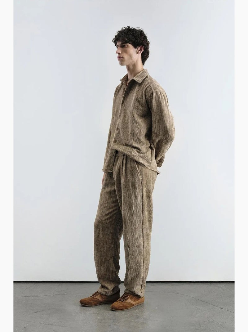 Camisa de veludo relaxed fit giesto Castanho-claro - Kiabi
