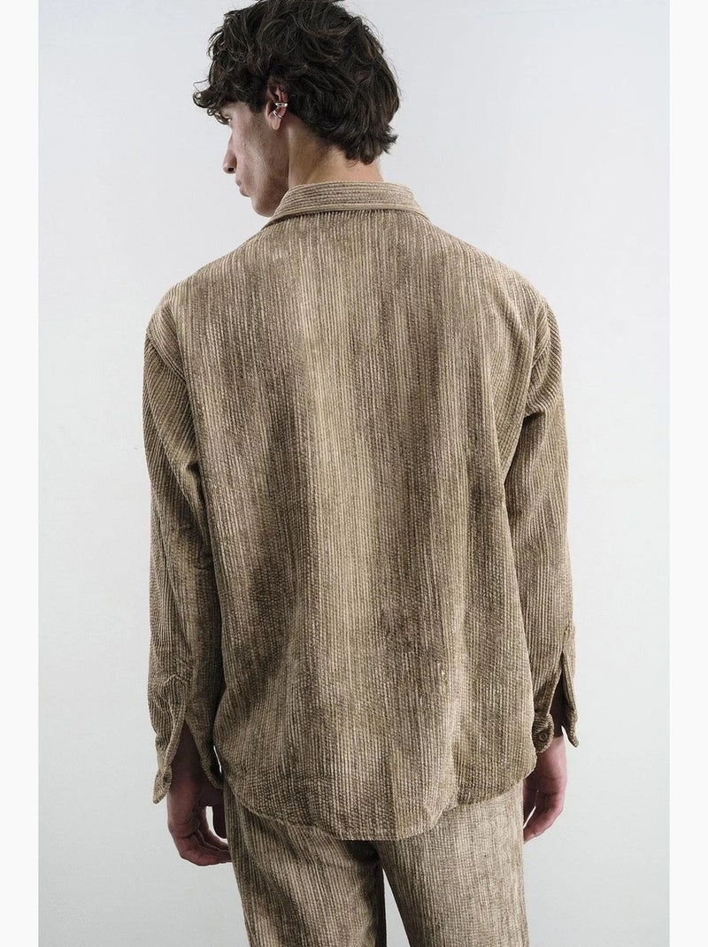 Camisa de veludo relaxed fit giesto Castanho-claro - Kiabi