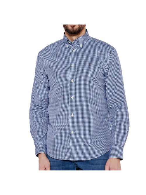 Camisa de Xadrez Azul Tommy Hilfiger Flex Poplin Gingham para Homem - Kiabi Camisa de Xadrez Azul Tommy Hilfiger Flex Poplin Gingham para Homem - Kiabi