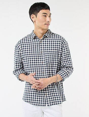 Camisa de Xadrez em Flanela de Algodão