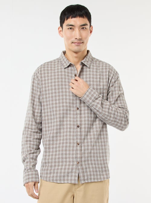 Camisa de Xadrez em Flanela de Algodão - Kiabi