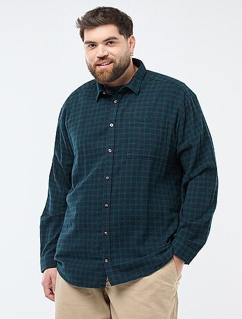 Camisa de Xadrez em Flanela de Algodão