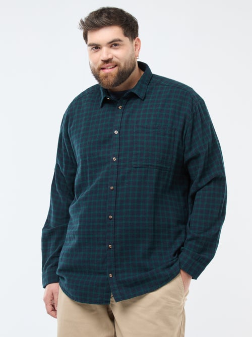 Camisa de Xadrez em Flanela de Algodão - Kiabi