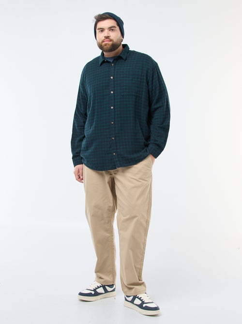 Camisa de Xadrez em Flanela de Algodão - Kiabi