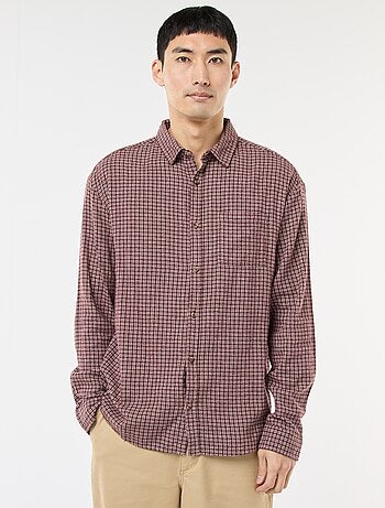 Camisa de Xadrez em Flanela de Algodão