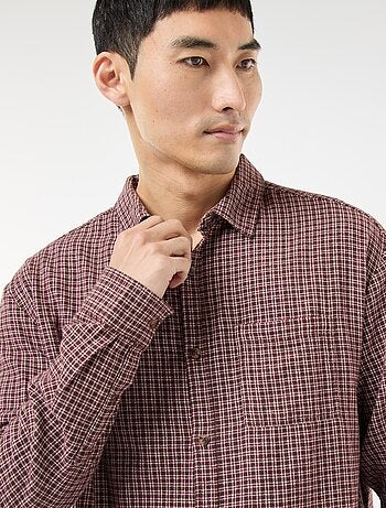 Camisa de Xadrez em Flanela de Algodão