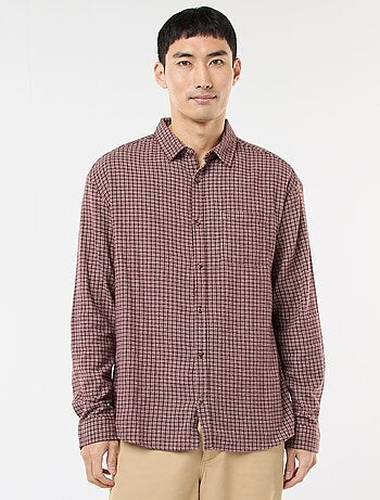 Camisa de Xadrez em Flanela de Algodão