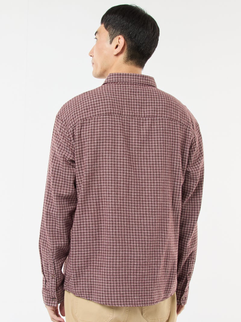 Camisa de Xadrez em Flanela de Algodão Vermelho - Kiabi