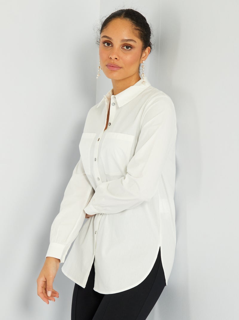 Camisa direita de popelina BRANCO - Kiabi