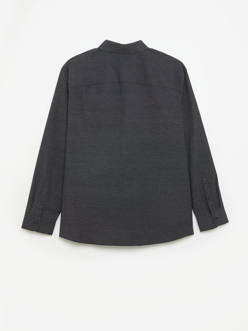 Camisa dobby com padrão Preto - Kiabi