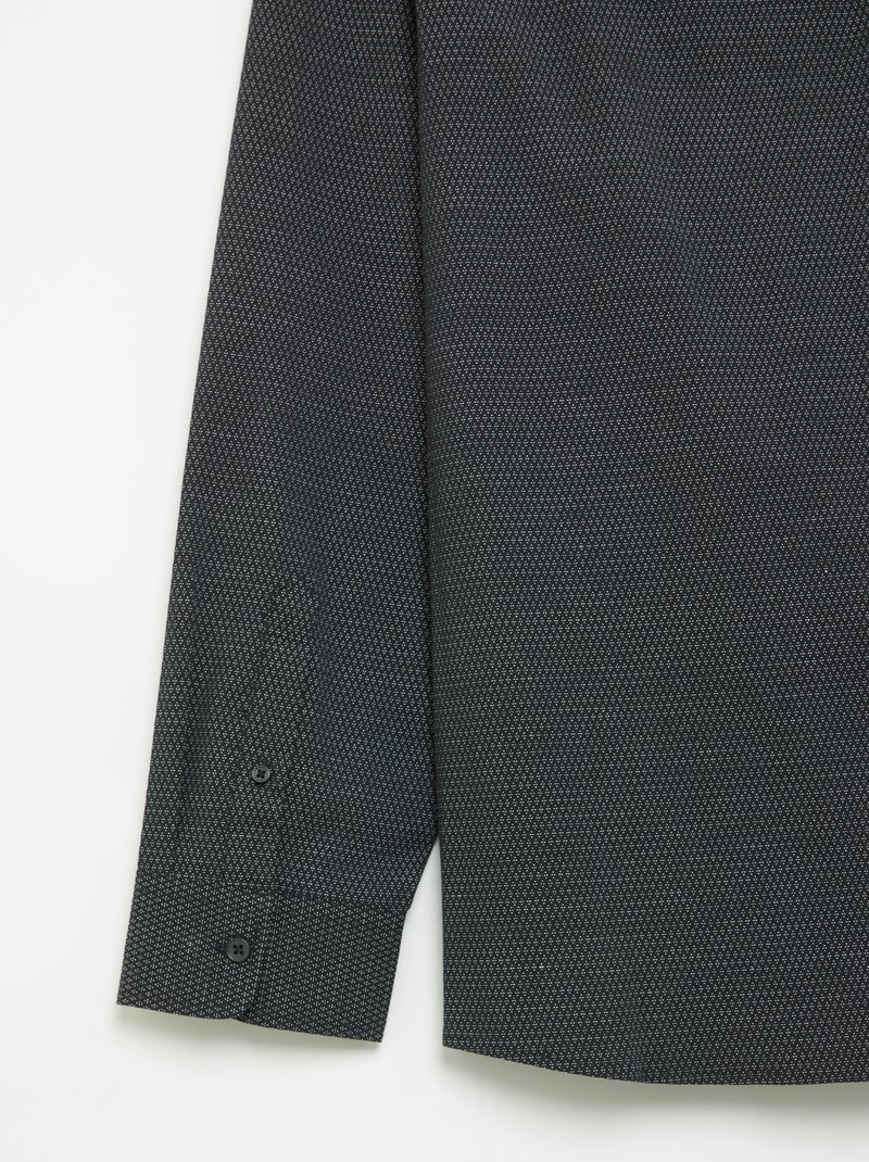 Camisa dobby com padrão Preto - Kiabi