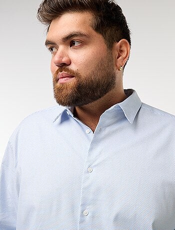 Camisa dobby corte slim com padrão