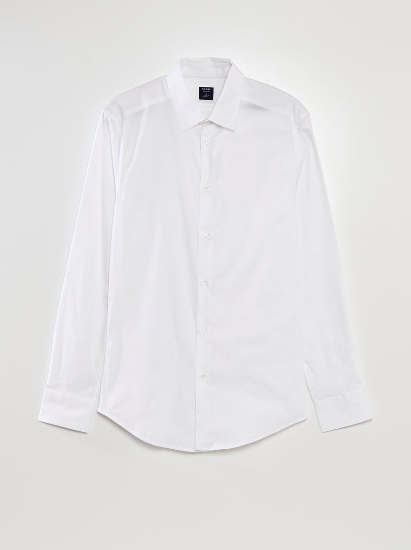 Camisa elástica slim fit Branco - Kiabi