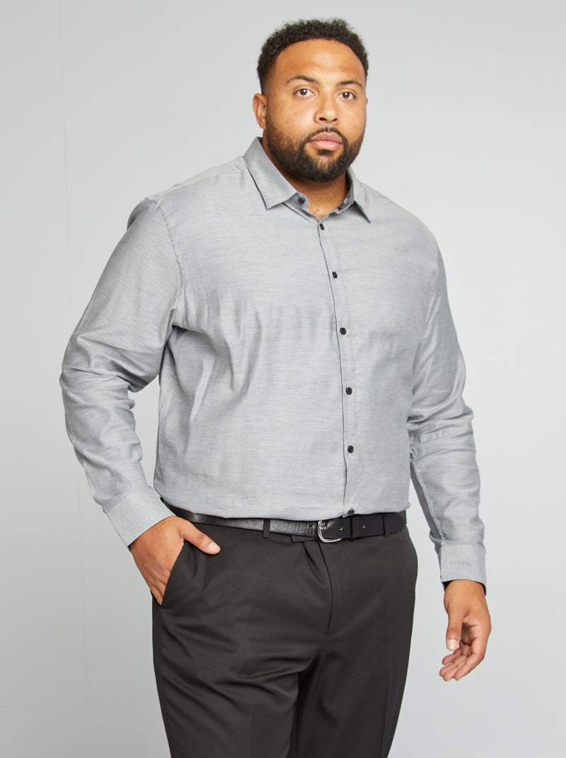 Camisa em algodão elástico CINZA - Kiabi