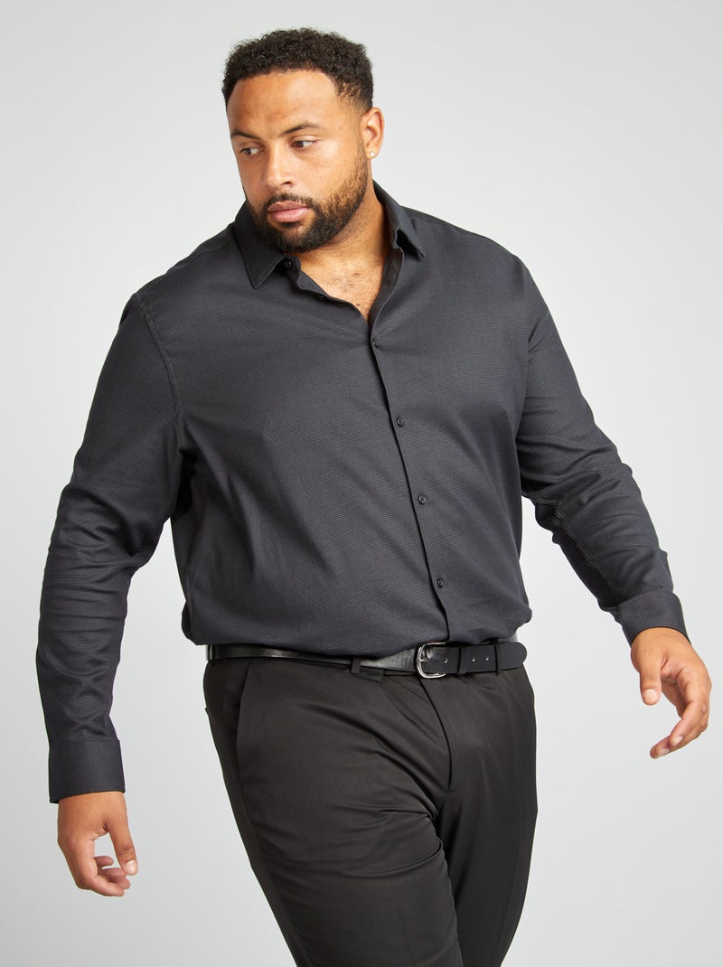 Camisa em algodão elástico PRETO - Kiabi