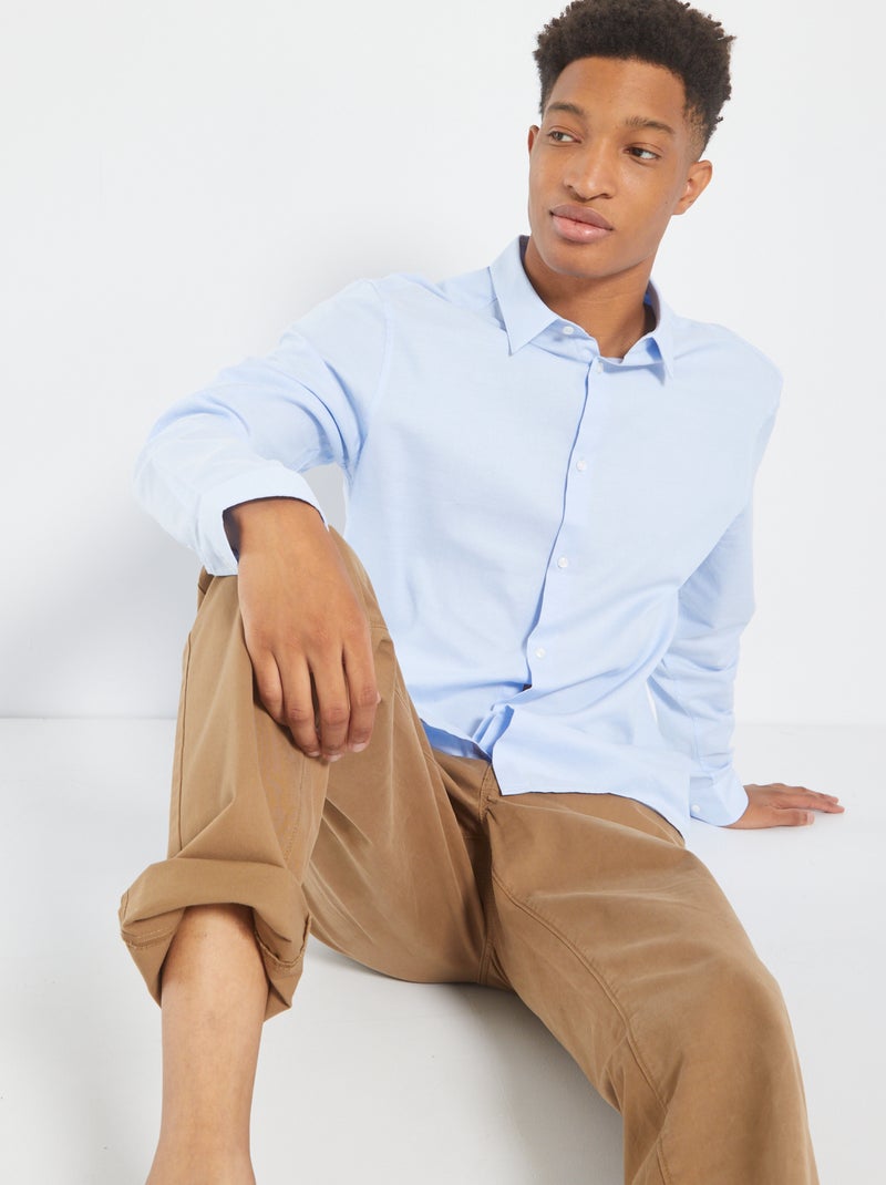 Camisa em algodão oxford +1,90 m Azul Acinzentado - Kiabi