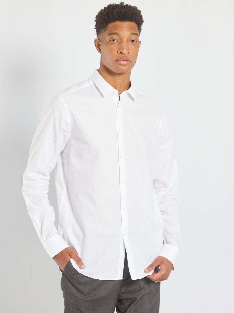Camisa em algodão oxford +1,90 m Branco - Kiabi