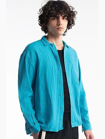 Camisa em algodão texturado de ajuste descontraído giesto