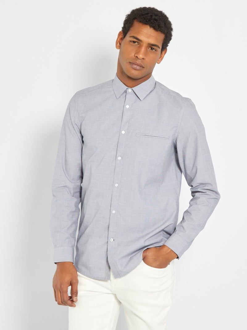 Camisa em cambraia Cinza - Kiabi