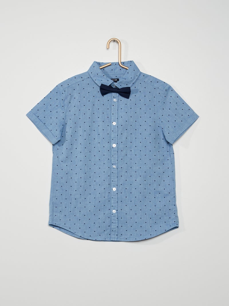 Camisa em cambraia com laço borboleta AZUL - Kiabi