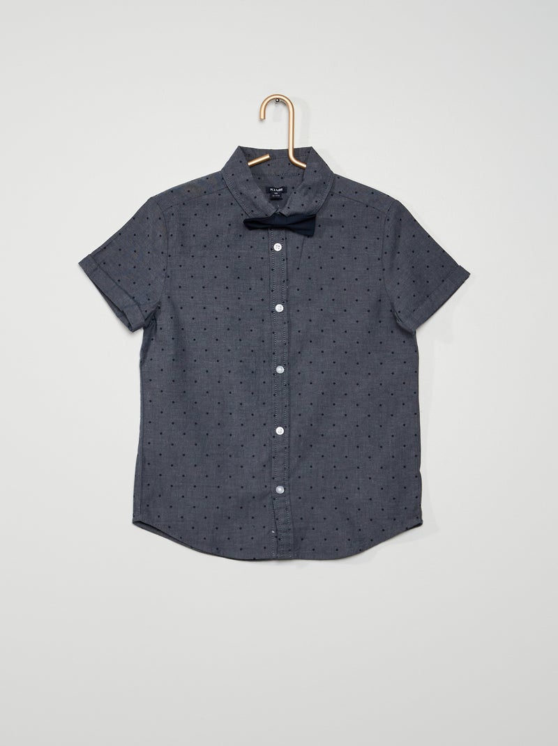 Camisa em cambraia com laço borboleta CINZA - Kiabi