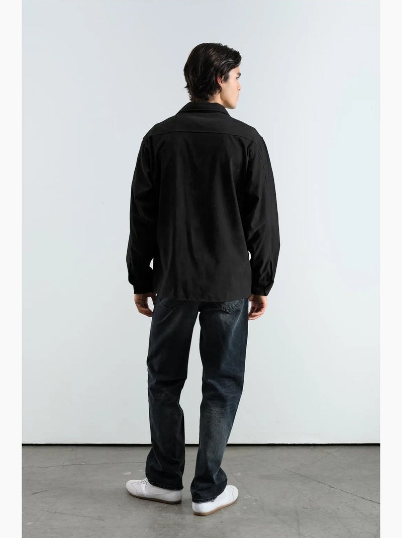 Camisa em camurça sintética de manga comprida para homem giesto Preto - Kiabi