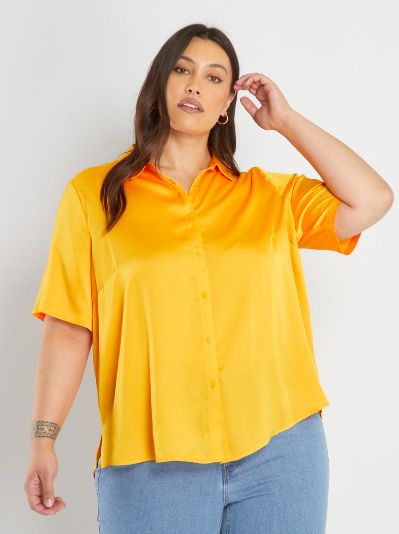 Camisa em cetim LARANJA - Kiabi