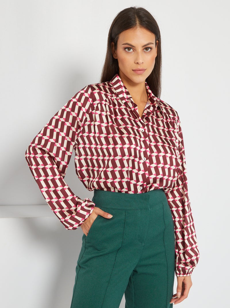 Camisa em cetim vintage ROSA - Kiabi