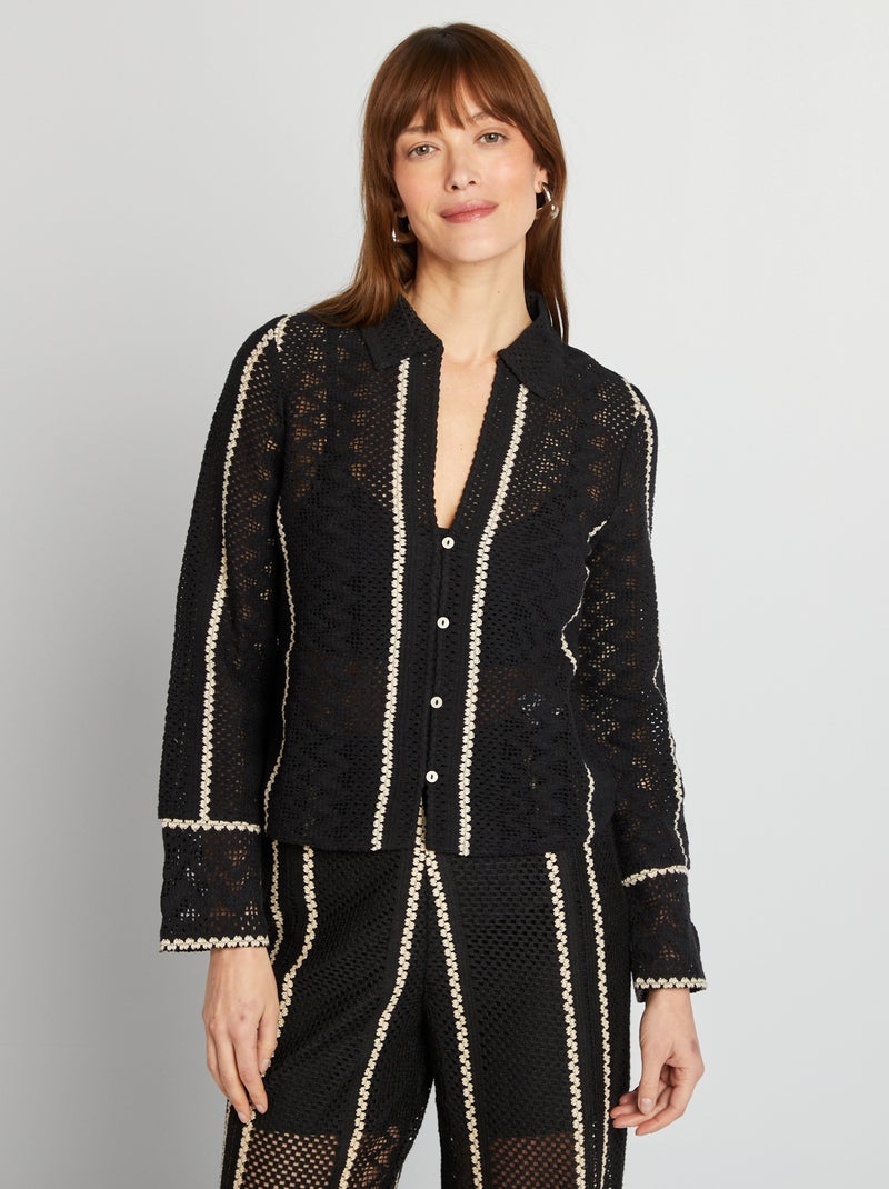 Camisa em croché PRETO - Kiabi