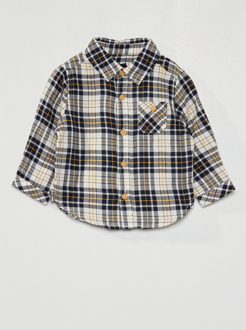 Camisa em flanela aos quadrados BRANCO - Kiabi