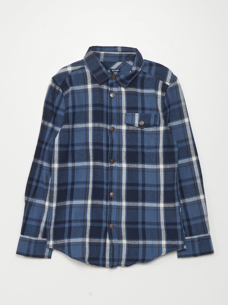 Camisa em flanela AZUL - Kiabi